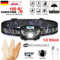 60000LM LED Stirnlampe Super Hell Wiederaufladbar Bewegungssensor Kopflampe USB
