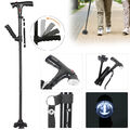 Klappbar Gehstock LED Wanderstock Spazierstock Krückstock Faltstock Alu Gehhilfe