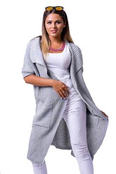 Strickjacke Sweats Poncho Umhang Cardigan Jacke mit Bindegürtel Gr. 36 38 40, S 