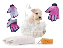 Fellpflege Handschuh Hunde Katzen Tierhaar Bürste Fell Pflege Recht Pink