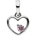 JOBO Kinder Anhänger Herz 925 Sterling Silber 1 Zirkonia rosa Herzanhänger