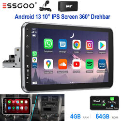DAB+ 10" Carplay Android 13 64G Autoradio 1 DIN GPS NAV RDS Drehbarer Bildschirm