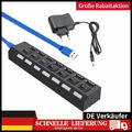 7 Port USB3.0 Hub Splitter Adapter Mit Aktiv Netzteil Verteiler Für PC/Laptop DE