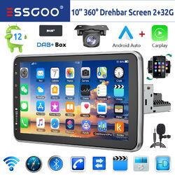Android 12 DAB+ Autoradio Carplay GPS NAVI WIFI 1 DIN Drehbar Bildschirm +Kamera