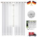 2ER SET TRANSPARENT VORHANG VOILE GARDINEN MIT ÖSEN VORHÄNGE WOHNZIMME WEIß 