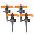 Brandson 4x Gartensprinkler 360° 3 Arm Kreisregner mit 15 Düsen und Bodenanker