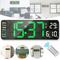 13" Wohnzimmer LED Digital Wanduhr Fernbedienung Wecker mit Datum Temperatur
