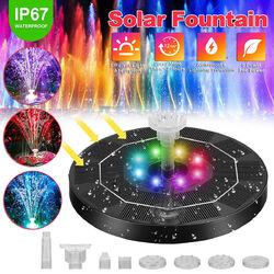 Solar Springbrunnen RGB LED Teichpumpe Fontäne Wasserspiel Garten Brunnen Pumpe