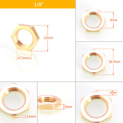 Messing Gegenmutter Rohrmutter BSP1/8" 1/4" 3/8" 1/2" 3/4" 1" 11/4" Kontermutter