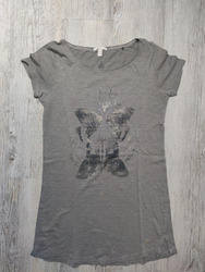 Braunes Basic T-Shirt mit Schmetterling Motiv Esprit XS/34