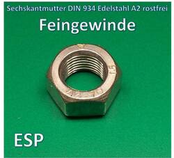 Sechskantmuttern Feingewinde DIN 934 Edelstahl A2 rostfrei M6 M8 M10 M12 M14 M16