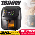 XXL Heißluftfritteuse 8L Fritteusen Friteuse Heißluft Air Fryer 1800W Schwarz