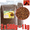 Ambiopet Mehlwürmer getrocknet 2 x 500g für Nager Vögel Reptilien Fisch Koi Igel