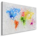Leinwand Bild CANVAS WANDBILD Kunstdruck XXL Karte bunte Welt AQUARELL 1564