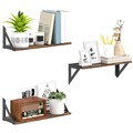 HOMCOM 3er Set Vintage Wandregale für Wohnzimmer Rustikal Braun
