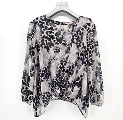Papaya Damen Schicke Bluse Langarm Leichter Stoff mit Muster Transparent Gr. 42
