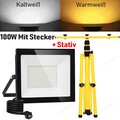 100W 200W LED Fluter Flutlicht Gelb Stativ Baustrahler Scheinwerfer mit Stecker