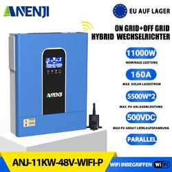 11KW Solar Wechselrichter On+Off Grid Hybrid 2*MPPT 160A 220V 48V 500V Parallel
