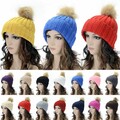 Damen Mütze Beanie Strickmütze Wintermütze Bommelmütze Pudelmütze in 15 Farben