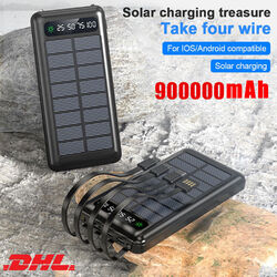 Solar Power Bank 900000mAh Tragbar Externer Batterie Ladegerät für alle Handy