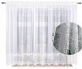 Vorhang Gardinen Store Voile mit Kräuselband Weiß Universalband elegante Spitze