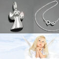 moderner Schutz Engel mit 3 Zirkonia Steinen und Kette Echt Silber 925 wählbar