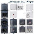 Kopp Nautic IP44 Schalter Steckdosen Aufputz Feuchtraum Taster Kombi – Auswahl