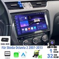 32G Android 14 Autoradio GPS Nav Carplay Für Skoda Octavia 1Z3 1Z5 2008-2013 DAB
