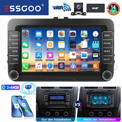 DAB+ Android15 Autoradio Carplay KAM Für VW Golf 5 6 Polo Touran Tiguan Navi AI