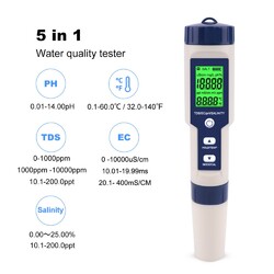 5in1 Digital Messgerät PH/EC/TEMP/SALT/TDS Tester Pen baby