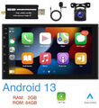 DAB+ Android 13 Autoradio 2 DIN 64G Carplay 7 Zoll GPS NAVI RDS Bluetooth Kamera