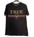 True Religion T-Shirt Herren Größe S kurzärmelig schwarz Logo grafischer Druck Baumwolle