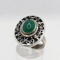 Sehr Schöne Damen Ring "grüne Onyx" Edelstein Sterlingsilber
