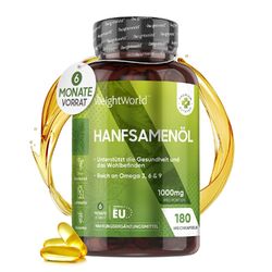 Hanföl - 180 Kapseln - Vegan Omega 3 - pflanzlich - kaltgepressetes HanfsamenölAlternative zum Fischöl | Blutdruck | Herzgesundheit!