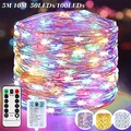 50-100 LED Lichterkette Drahtlichterkette Party Außen Innen Timer Fernbedienung