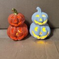 LED Dekofiguren Kürbis Fledermaus Schädel keramik Halloween Herbst Leucht Deko
