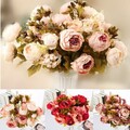 13 Köpfe Künstliche Pfingstrose Blumenstrauß Pflanze Seiden Hochzeit Garten Deko