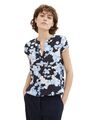 TOM TAILOR Damen Gemusterte Kurzarm Bluse V-Ausschnitt T-Shirt Top NEU