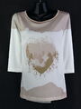 Bluse Gr. 38 Weiß bedruckt Damenbluse Shirt Tunika Oberteil Neu