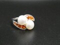 Honora Ring Sterlingsilber und Perle Feueropal Größe 9 