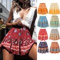 Kurzer Damenrock Aus Baumwollmischung Mit Bohemian-Stil Und Blumenmuster