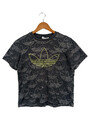 Adidas Damen T-Shirt Schwarz Gr. S Kurzarm Baumwolle Logo Print Freizeit