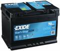 Exide EK700 AGM Autobatterie 12V 70Ah 760A EN Start Stop = 0092S5A080 Varta 