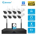 JENNOV 5MP Set Überwachungskamera Außen Kamera WLAN Funk NVR Monitor Audio 10CH