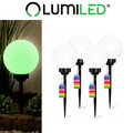 LUMILED 1/4x Solar Gartenleuchte LED RGB Kugel ∅25cm mit Erdspieß und Sensor