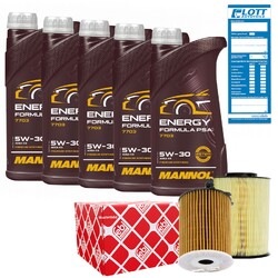 Febi Filter Set 5L Mannol Energy Formula PSA 5W-30 passend für Fiat Doblo Opel
