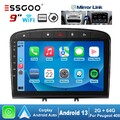 9 Zoll Autoradio Carplay Android 13 2+64G GPS NAV BT Für Peugeot 408 308 07-2013