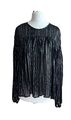 H&M Damen schwarz/metallic gestreiftes Langarmshirt Bluse Größe 10 kurz geschnittenes Oberteil