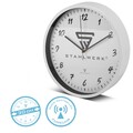 STAHLWERK Wanduhr 30 cm Werkstattuhr Aluminium Funkuhr Bürouhr Küchenuhr weiß