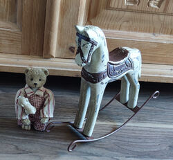 Dekoration Deko Metall ähnliches Pferd mit Teddy